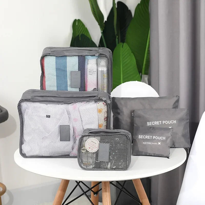 Viagem Organizada com o  Kit 7 Bolsas Organizadoras Para Mala Organizza [PAGUE 4 LEVE 7]